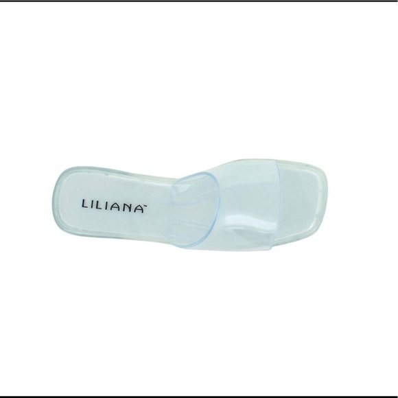 Clear Chunky Block Heel Slides - Picture 3 of 4